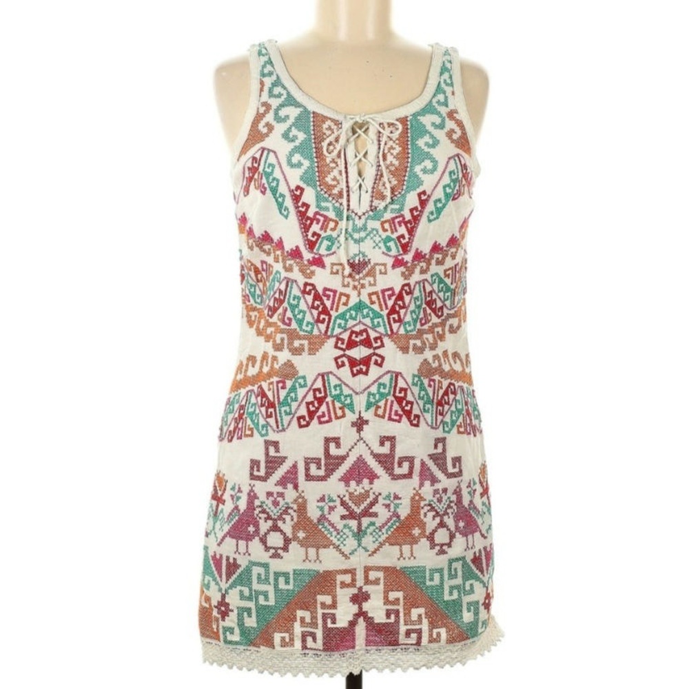 Free People - Embroidered Mini Dress Sz 10